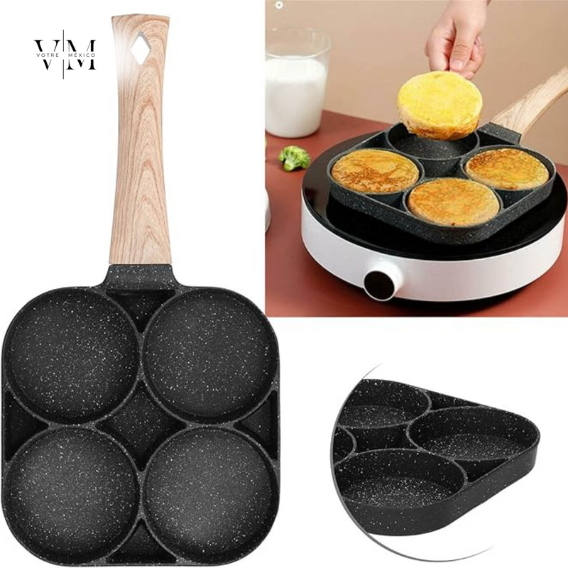 Sartén Antiadherente de Aluminio para 4 Huevos